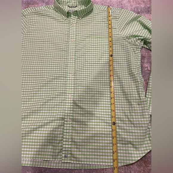 Vineyard Vines On-The-go Brrr° Gingham Button Down LS Shirt Lime Green Size XXL - Picture 9 of 11